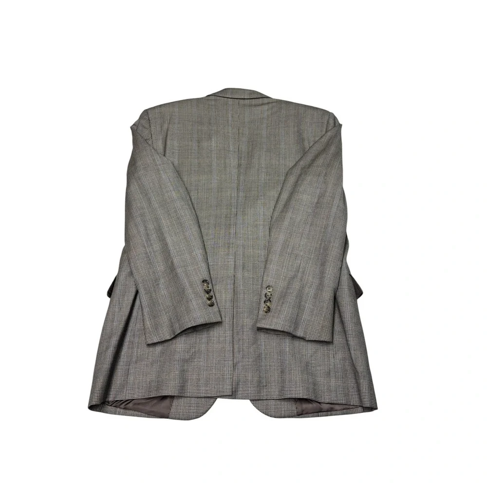 Jos A Bank Signature Collection Mens 40R W34 L30 Grey Plaid 100%‎ Wool 2Pc Suit